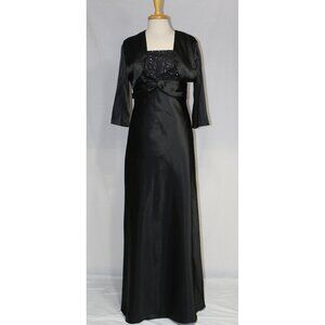Lenovia Satin Mother’s Gown-Satin Bolero-#6265-SIZE 2X-BLACK-New With Tags
